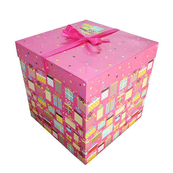 CAJA PLEGABLE REGALO FUCSIA GIGANTE 30X30 CM X12 UNI - 1