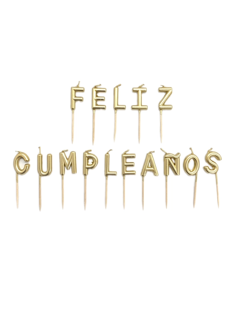 VELA FELIZ CUMPLEANOS DORADO X1 UNI - 1