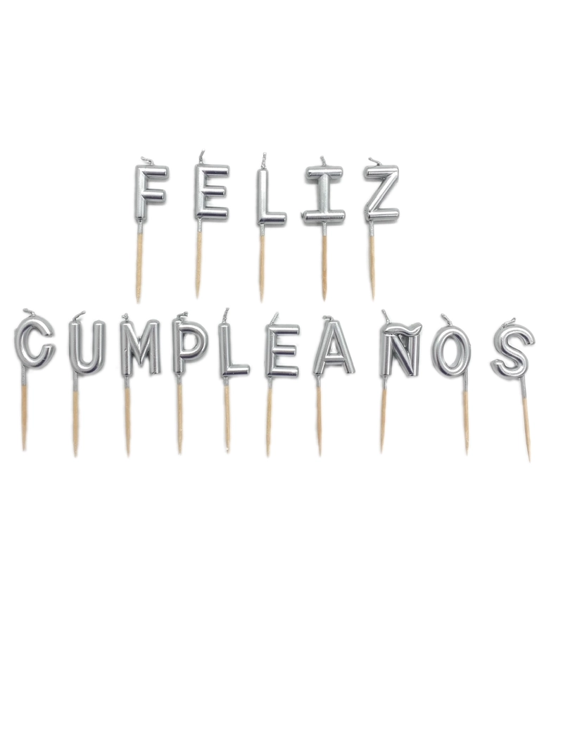 VELA FELIZ CUMPLEANOS PLATEADO X1 UNI - 1