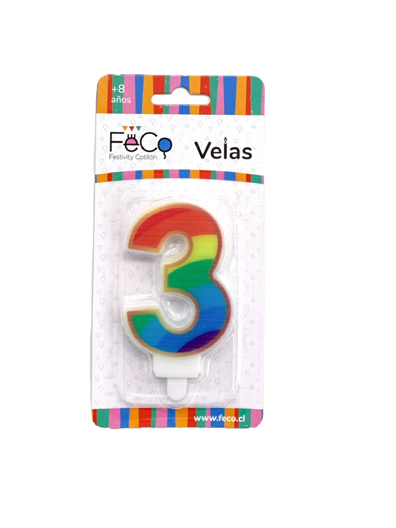 VELA ARCOIRIS NUMERAL 3 X1 UNI - 1