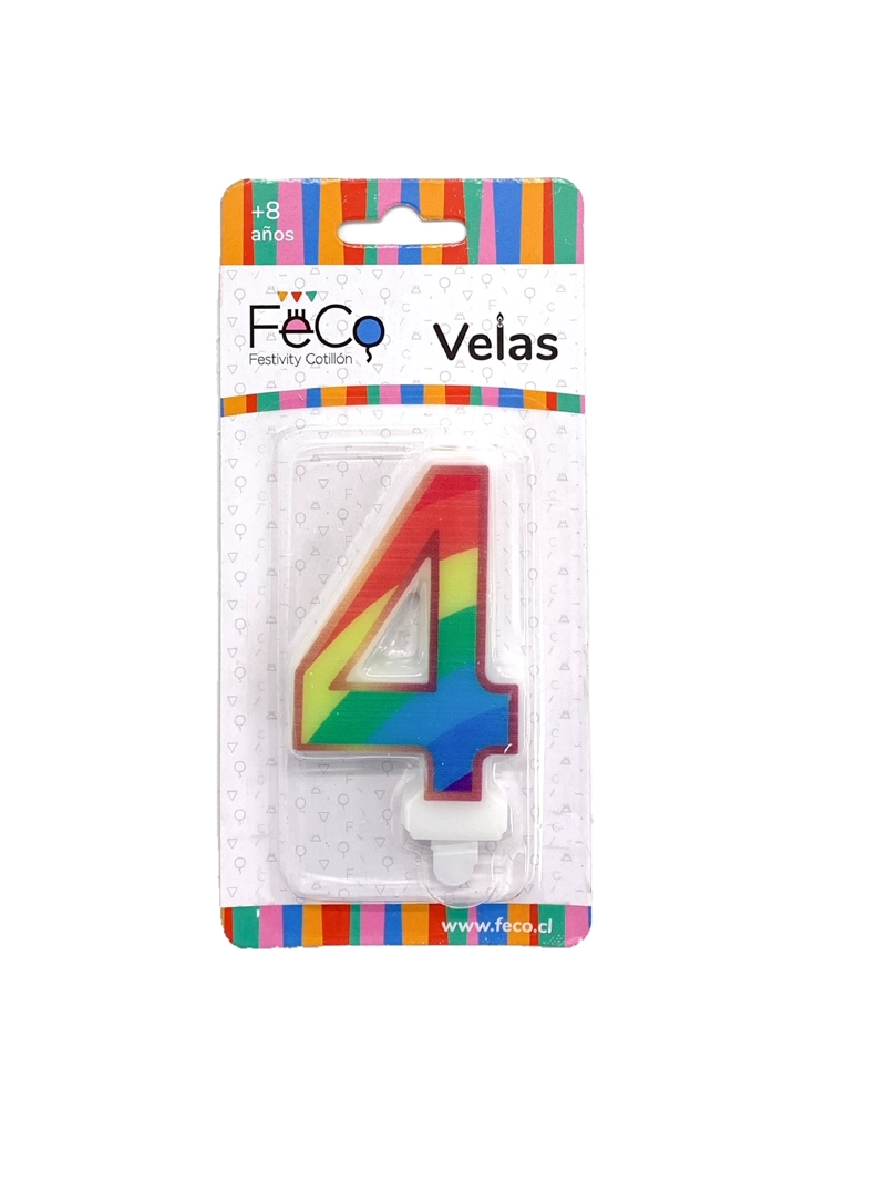 VELA ARCOIRIS NUMERAL 4 X1 UNI - 1