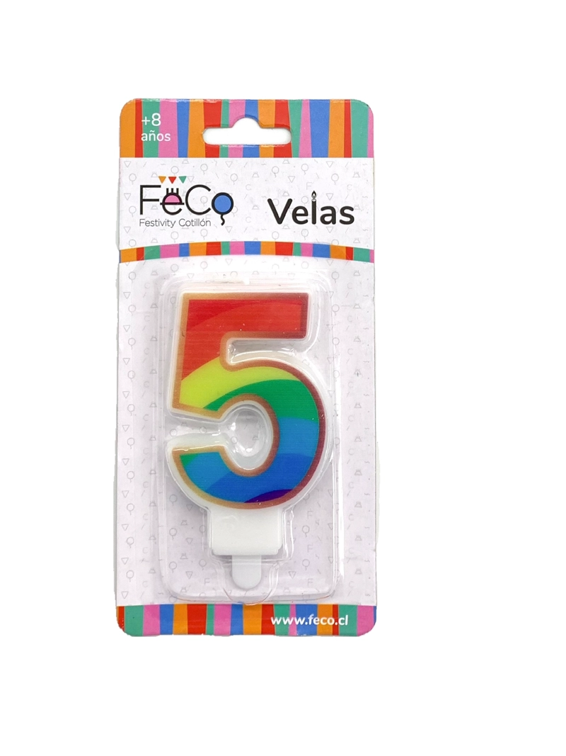 VELA ARCOIRIS NUMERAL 5 X1 UNI - 1