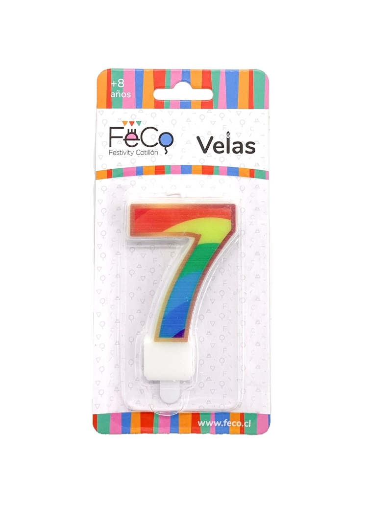 VELA ARCOIRIS NUMERAL 7 X1 UNI - 1