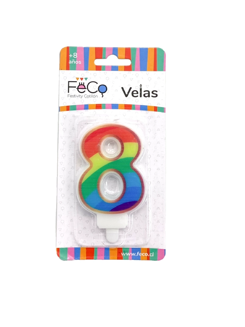 VELA ARCOIRIS NUMERAL 8 X1 UNI - 1