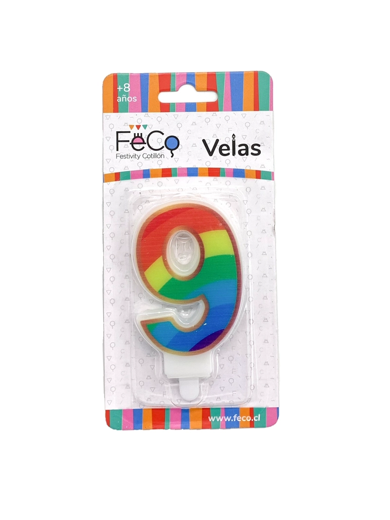 VELA ARCOIRIS NUMERAL 9 X1 UNI - 1