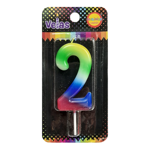 VELA NUMERAL ARCOIRIS N? 2 X1 UNI - 1