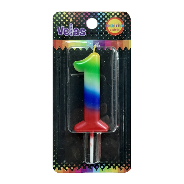 VELA NUMERAL ARCOIRIS N? 1 X1 UNI - 1