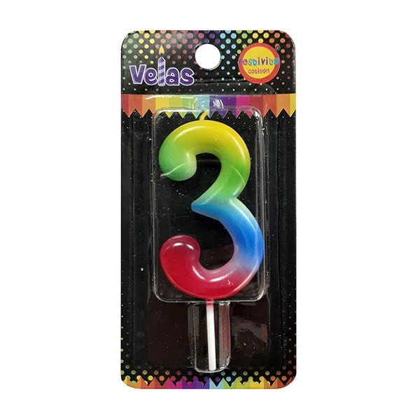 VELA NUMERAL ARCOIRIS N? 3 X1 UNI - 1