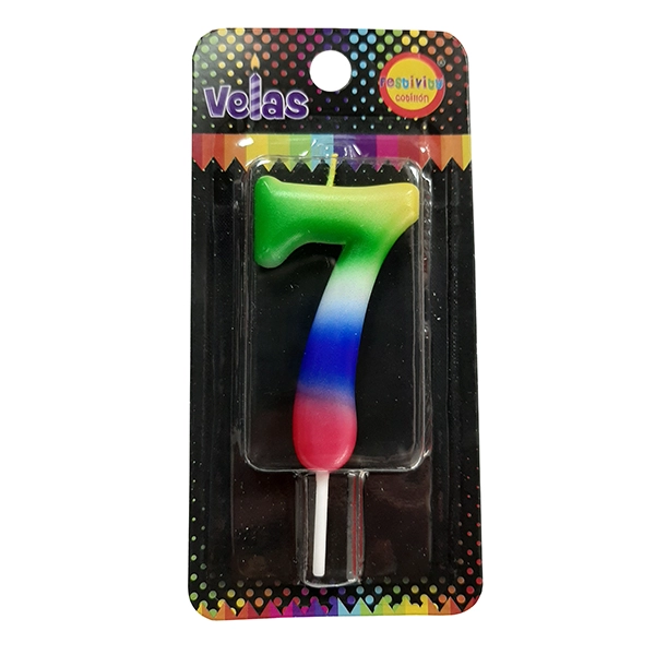 VELA NUMERAL ARCOIRIS N? 7 X1 UNI - 1