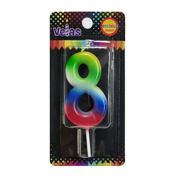 VELA NUMERAL ARCOIRIS N? 8 X1 UNI - 1