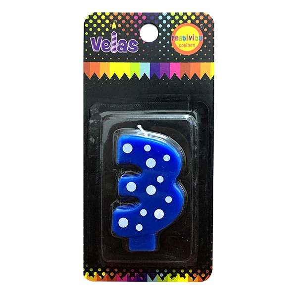 VELA NUMERAL CELESTE POLKA N? 3 X1 UNI - 1