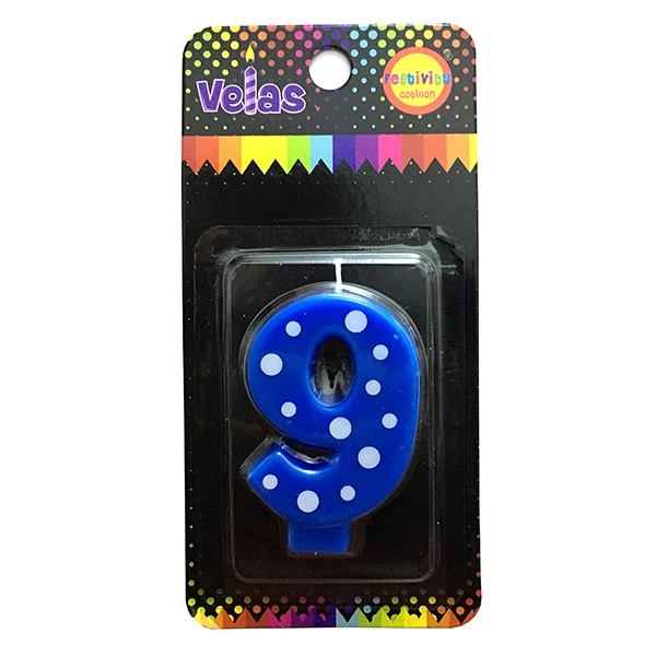 VELA NUMERAL CELESTE POLKA N? 9 X1 UNI - 1