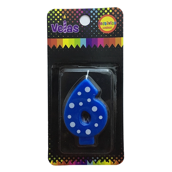 VELA NUMERAL CELESTE POLKA N? 6 X1 UNI - 1