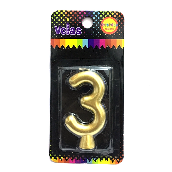 VELA NUMERAL DORADA 3 X1 UNI - 1