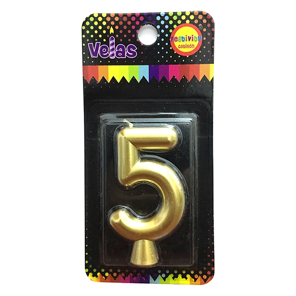 VELA NUMERAL DORADA 5 X1 UNI - 1
