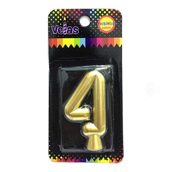 VELA NUMERAL DORADA 4 X1 UNI - 1