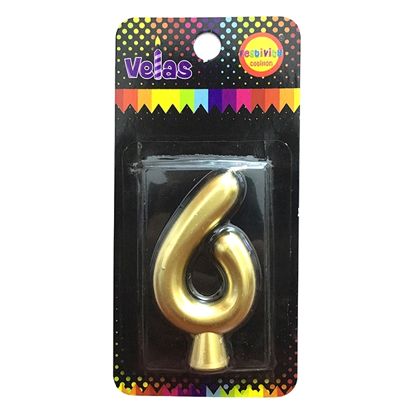 VELA NUMERAL DORADA 6 X1 UNI - 1