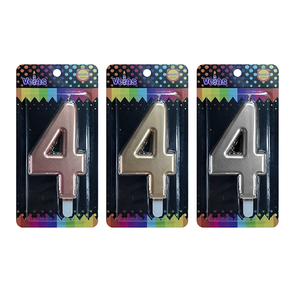 VELA NUMERAL GIGANTE METALLIC N?4 X1 UNI - 1