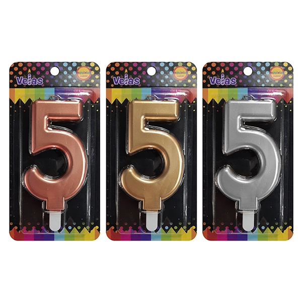 VELA NUMERAL GIGANTE METALLIC N?5 X1 UNI - 1