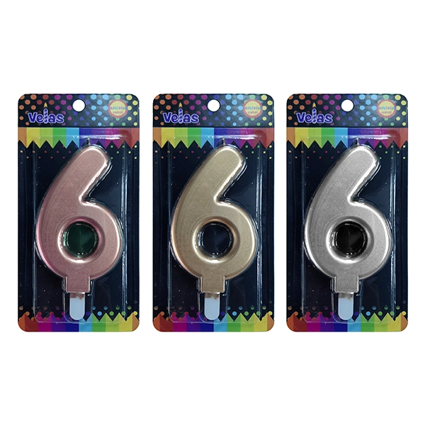 VELA NUMERAL GIGANTE METALLIC N?6 X1 UNI - 1