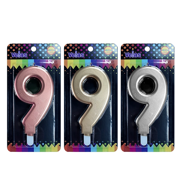 VELA NUMERAL GIGANTE METALLIC N?9 X1 UNI - 1