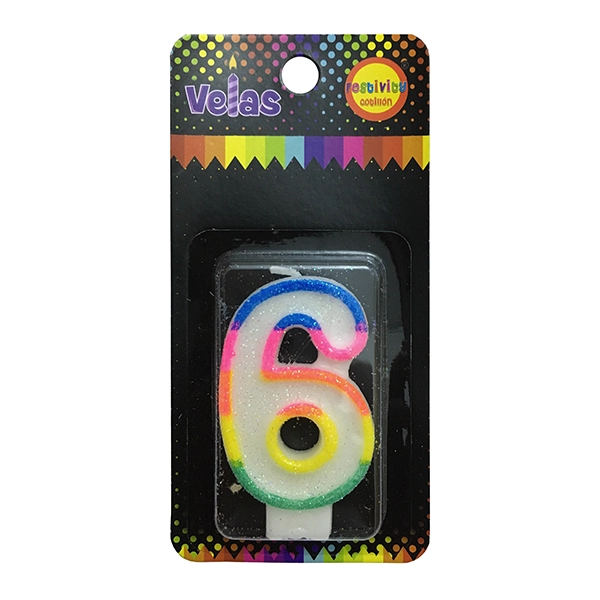 VELA NUMERAL GLITTER 6 X1 UNI - 1