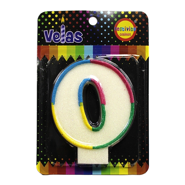 VELA NUMERAL GLITTER GIGANTE N? 0 X1 UNI - 1