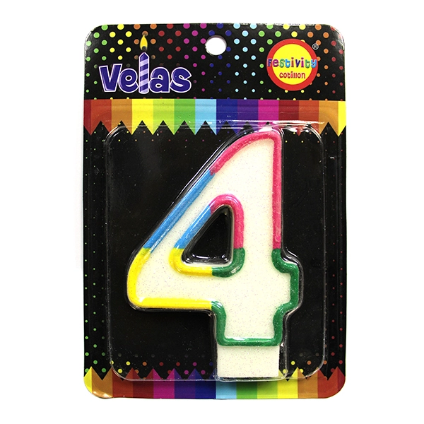 VELA NUMERAL GLITTER GIGANTE N? 4 X1 UNI - 1