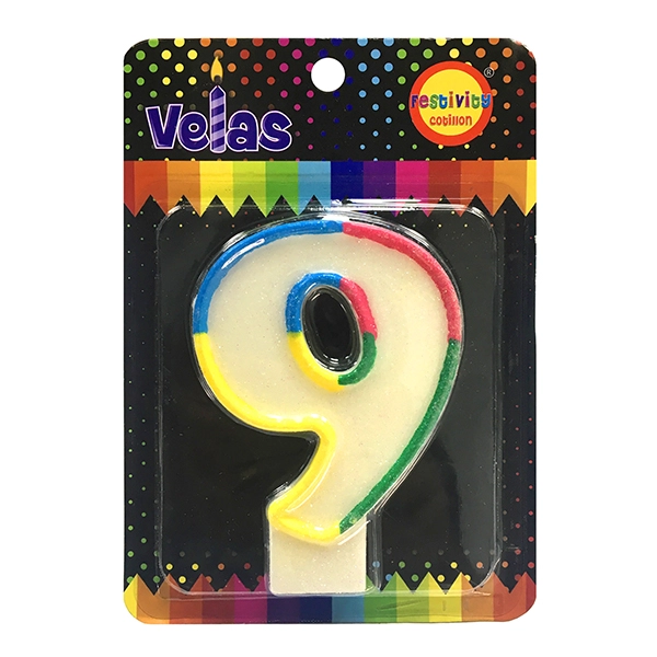 VELA NUMERAL GLITTER GIGANTE N? 9 X1 UNI - 1