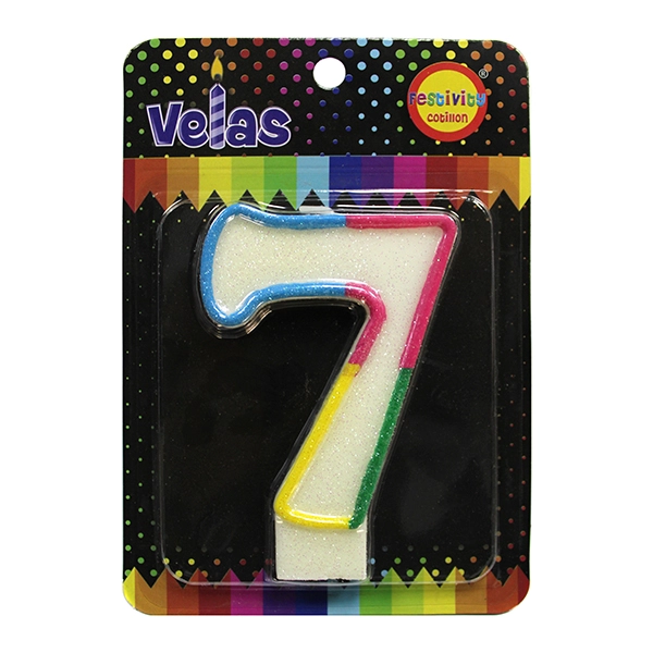 VELA NUMERAL GLITTER GIGANTE N? 7 X1 UNI - 1