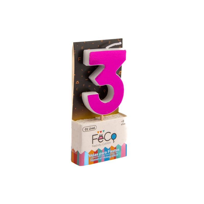 VELA NUMERAL HOLO FUCSIA 3 - 1
