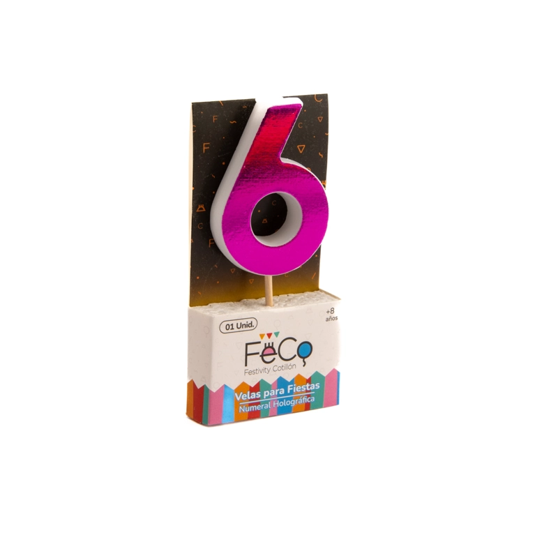 VELA NUMERAL HOLO FUCSIA 6 - 1