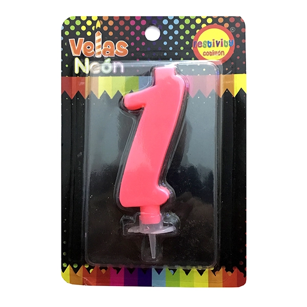VELA NUMERAL NEON GIGANTE N? 1 X1 UNI - 1