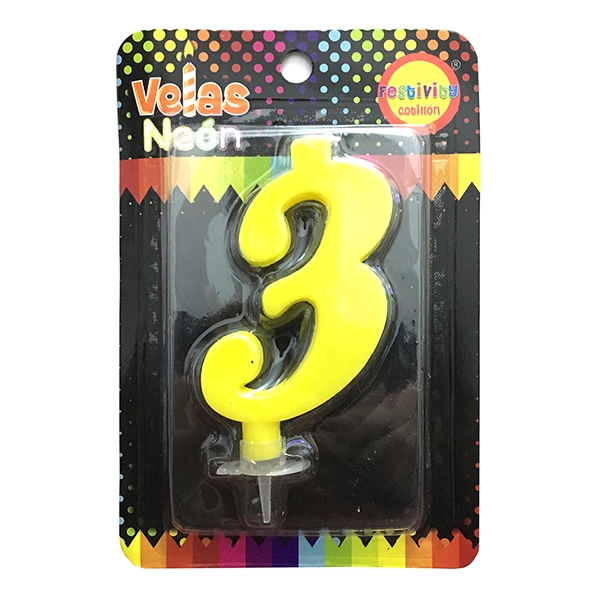 VELA NUMERAL NEON GIGANTE N? 3 X1 UNI - 1