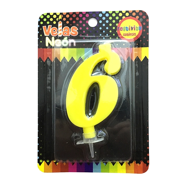 VELA NUMERAL NEON GIGANTE N? 6 X1 UNI - 1