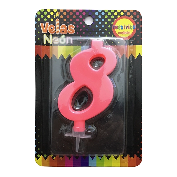 VELA NUMERAL NEON GIGANTE N? 8 X1 UNI - 1