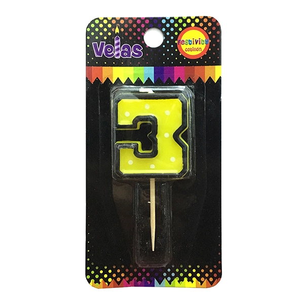 VELA NUMERAL PIXEL POLKA N? 3 X1 UNI - 1