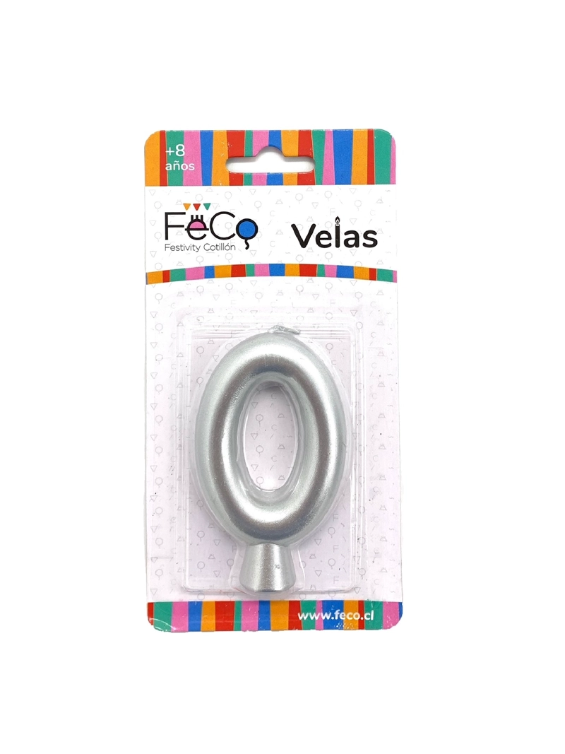 VELA NUMERAL PLATEADO 0 X1 UNI - 1