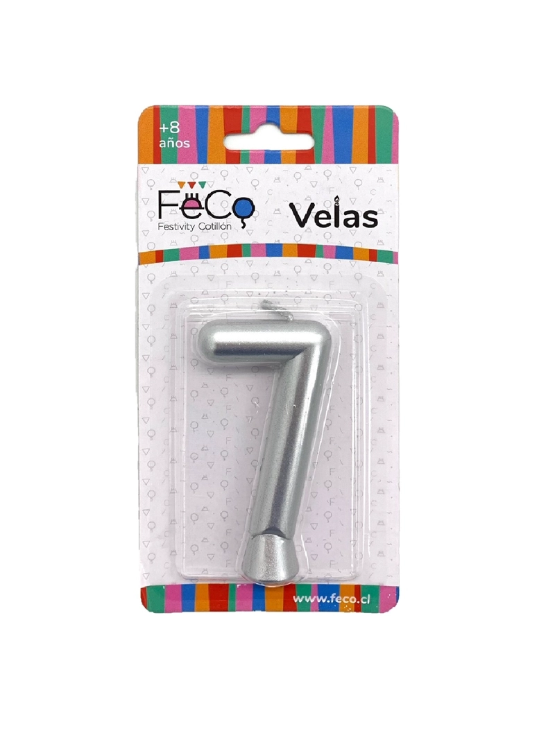 VELA NUMERAL PLATEADO 7 X1 UNI - 1