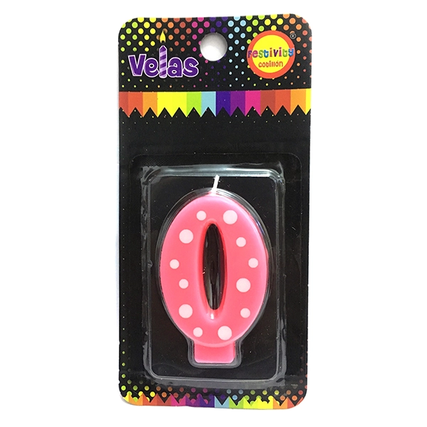 VELA NUMERAL ROSA POLKA N? 0 X1 UNI - 1