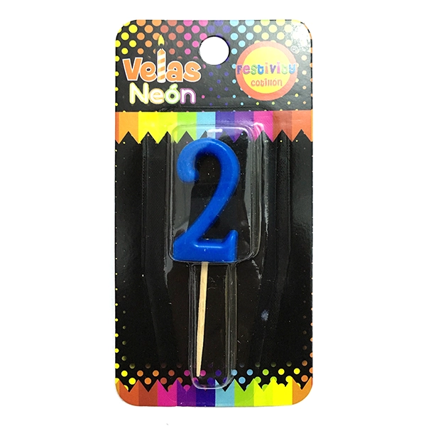VELA NUMERAL STICK NEON N? 2 X1 UNI - 1