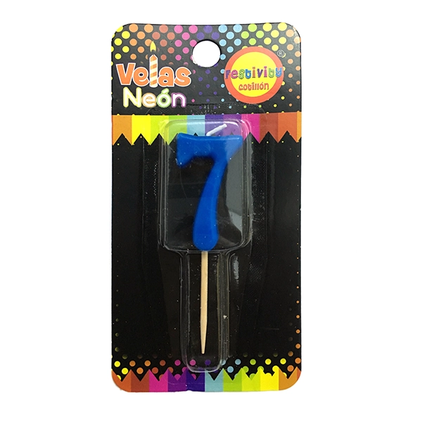 VELA NUMERAL STICK NEON N? 7 X1 UNI - 1
