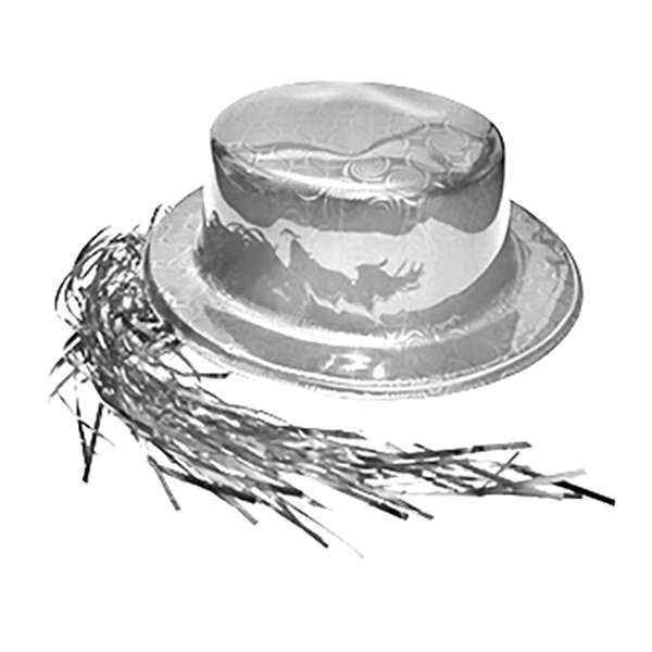 GORRO CHAPLIN CUADRADO BRILLANTE PELO PLATEADO X12 UNI - 1