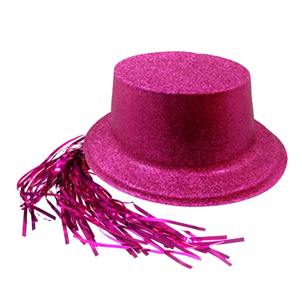 GORRO CHAPLIN CUADRADO ESCARCHA LISO PELO FUCSIA X12 UNI - 1