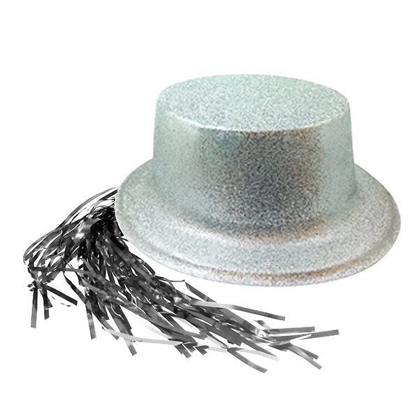 GORRO CHAPLIN CUADRADO ESCARCHA LISO PELO PLATEADO X12 UNI - 1