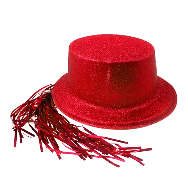 GORRO CHAPLIN CUADRADO ESCARCHA LISO PELO ROJO X12 UNI - 1