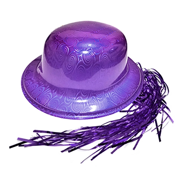 GORRO CHAPLIN REDONDO BRILLANTE PELO MORADO X12 UNI - 1