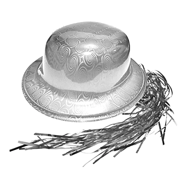 GORRO CHAPLIN REDONDO BRILLANTE PELO PLATEADO X12 UNI - 1