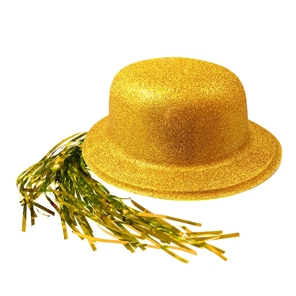 GORRO CHAPLIN REDONDO ESCARCHA LISO PELO DORADO X12 UNI - 1