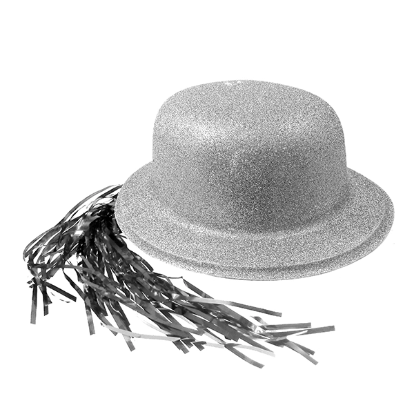 GORRO CHAPLIN REDONDO ESCARCHA LISO PELO PLATEADO X12 UNI - 1